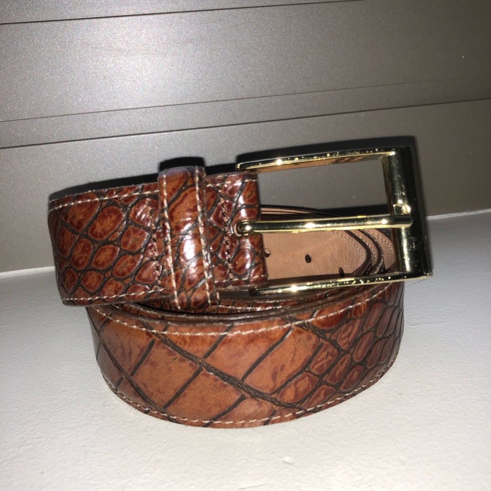 Martin Dingman Chestnut Crocodile Belt
